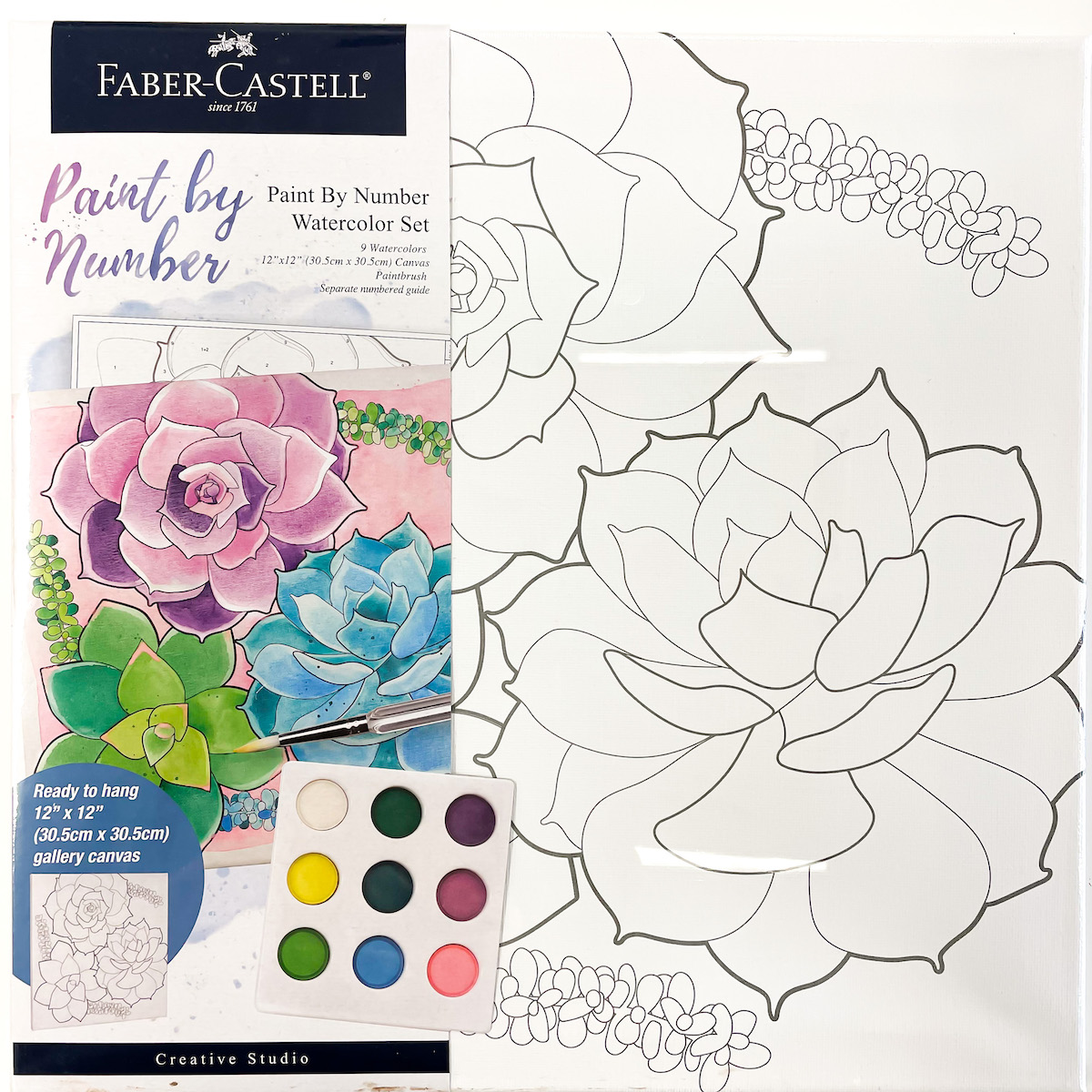 Faber-Castell Succulents Watercolor Paint by Number - Classy Artist Box