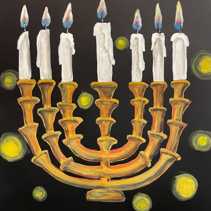 Gouache Menorah Painting