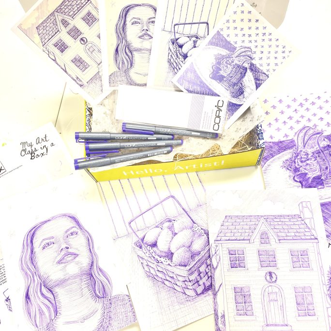 Purple Pen Line Drawing with Value